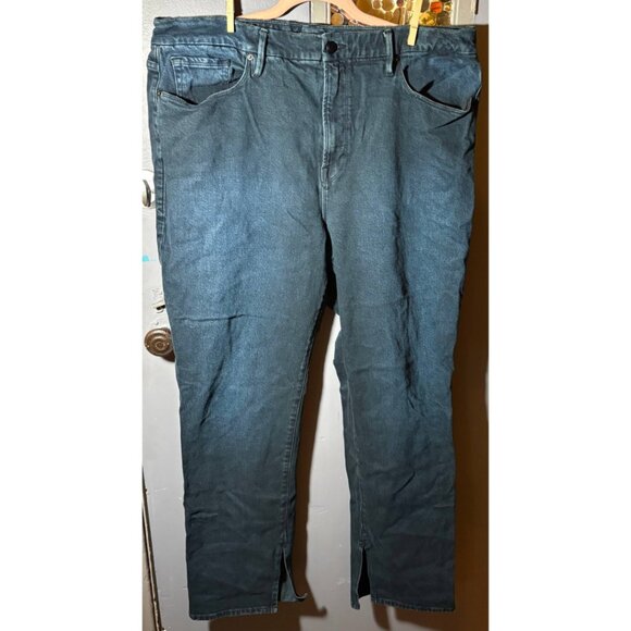 Good American Good Straight Crop Jeans Size 18 Side Slit Stretch Denim - Picture 2 of 5